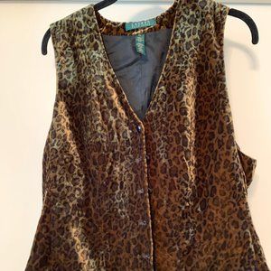 Lauren Ralph Lauren Leopard Print Velvet Vest